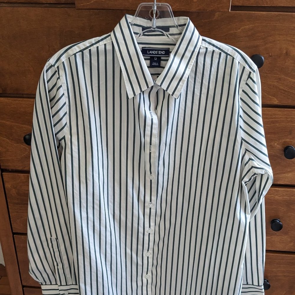 Lands' End no-iron Supima women's button down shirt, size 12